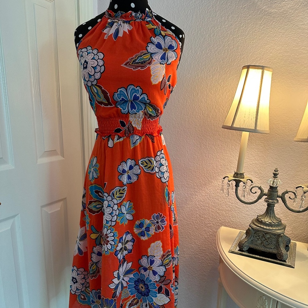 Josie Floral Halter Handkerchief Dress